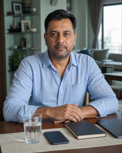Akash Sharma at home in Mumbai